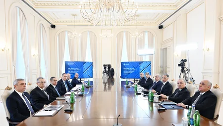 President Ilham Aliyev speaks at session on transportation issues
