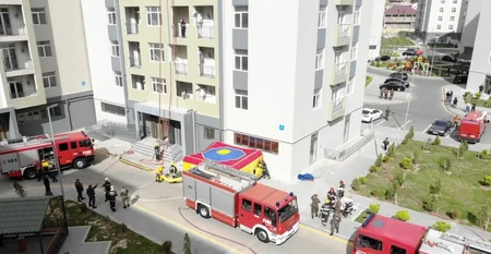 Dövlət Yanğından Mühafizə Xidməti Yasamal yaşayış kompleksində təlim keçirib 