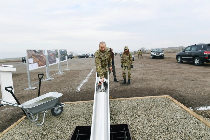 Ilham Aliyev lays foundation of Fuzuli-Shusha road and Fuzuli airport