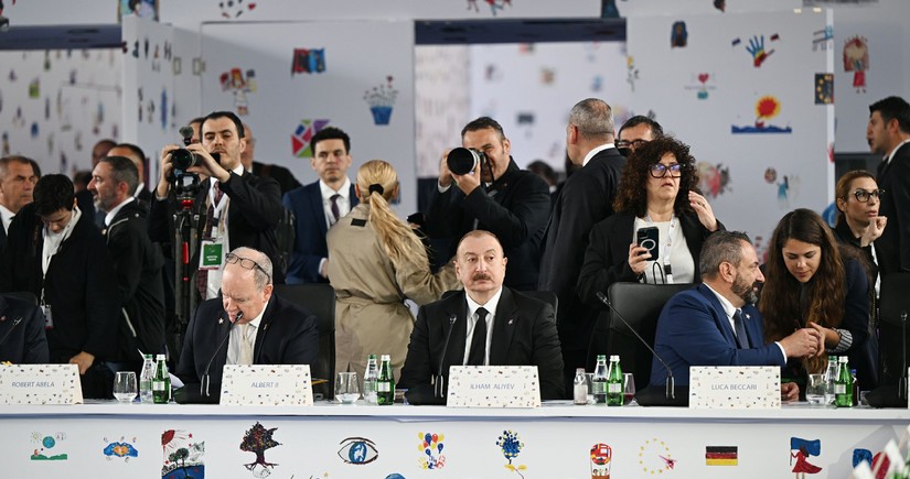 President Ilham Aliyev participating in first plenary session of 6th European Political Community Summit