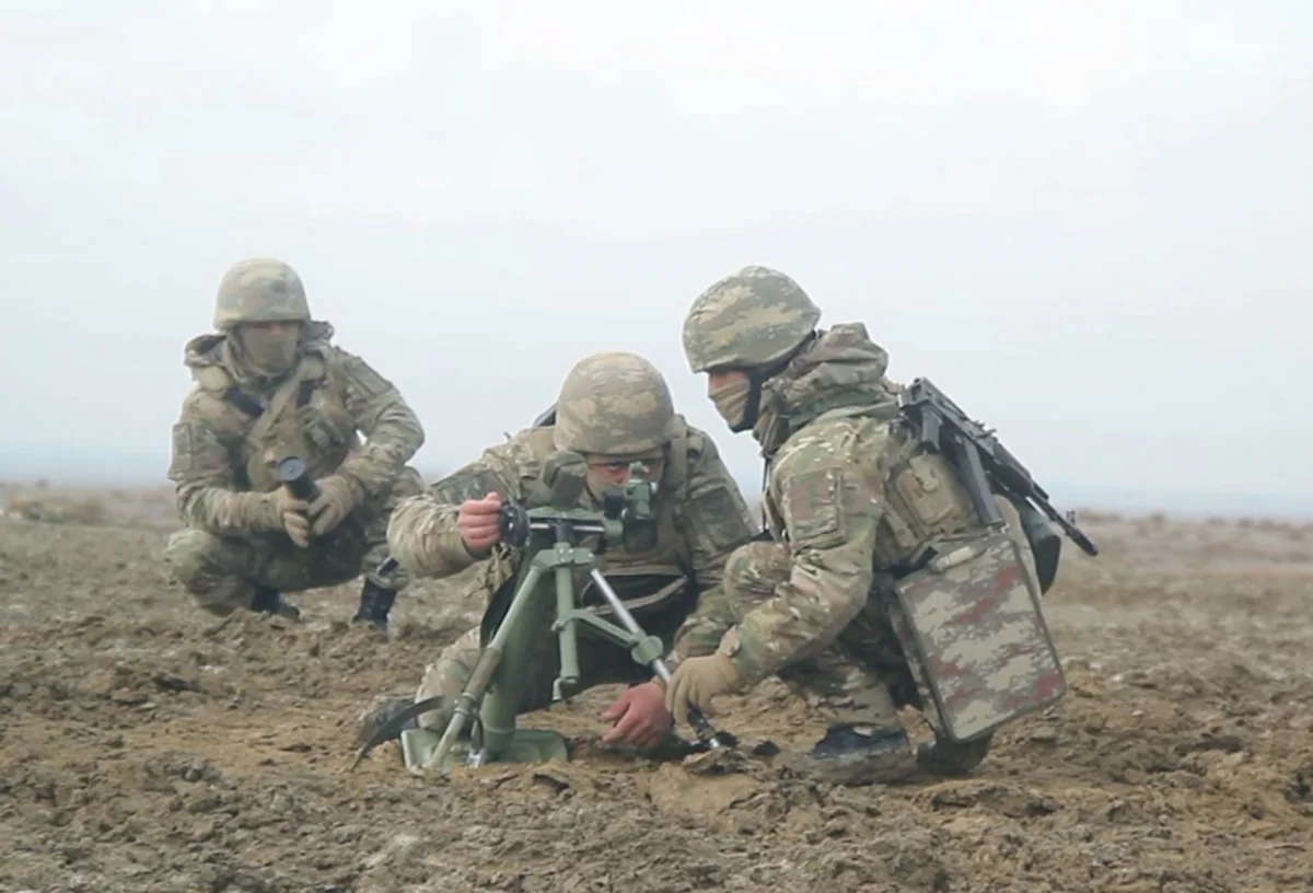 Azerbaijani Army holding combat training sessions of mortar units