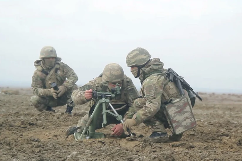 Azerbaijani Army holding combat training sessions of mortar units