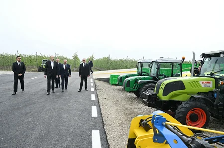 President Ilham Aliyev inspects operations of horticulture and cold storage complex in Gusar District