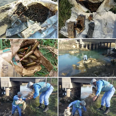Ağcabədinin Yuxarı Qarabağ su kanalıdan çoxlu sayda patron, əlqumbarası və avtomat darağı tapılıb