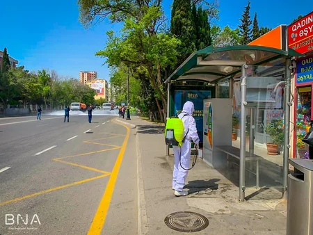 BNA dayanacaq pavilyonlarında dezinfeksiya işləri aparır