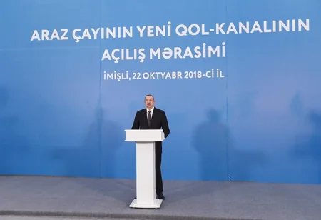 Prezident İmişlidə Araz çayının yeni qol-kanalının açılış mərasimində iştirak edib - ƏLAVƏ OLUNUB