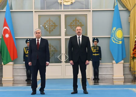 Astanada Prezident İlham Əliyevin rəsmi qarşılanma mərasimi olub - VİDEO - YENİLƏNİB