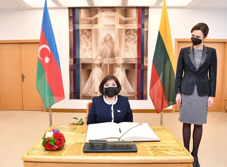 Sahibə Qafarova litvalı həmkarı ilə görüşüb