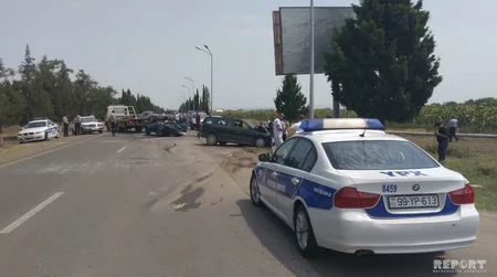Samuxda iki minik avtomobili toqquşub, ölən və yaralanan var - FOTO - YENİLƏNİB
