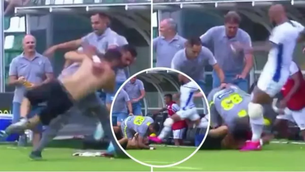 Braziliyada futbolçu təxribata çəkdiyi azarkeşi döyüb - VİDEO