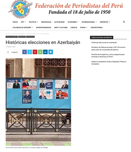 Azərbaycandakı növbədənkənar prezident seçkiləri Peru mətbuatında