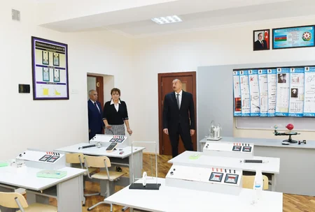 President Ilham Aliyev viewed two schools after major overhaul