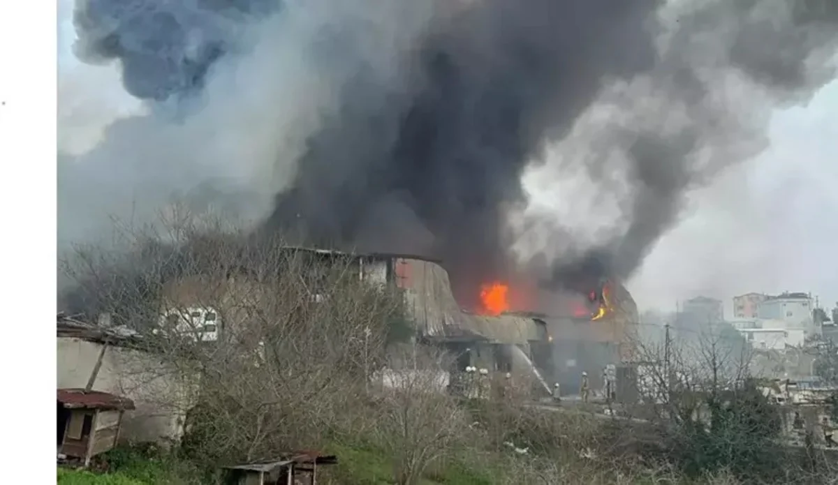İstanbulda fabrikdə yanğın başlayıb, hadisə yerində xilasedicilər işləyir