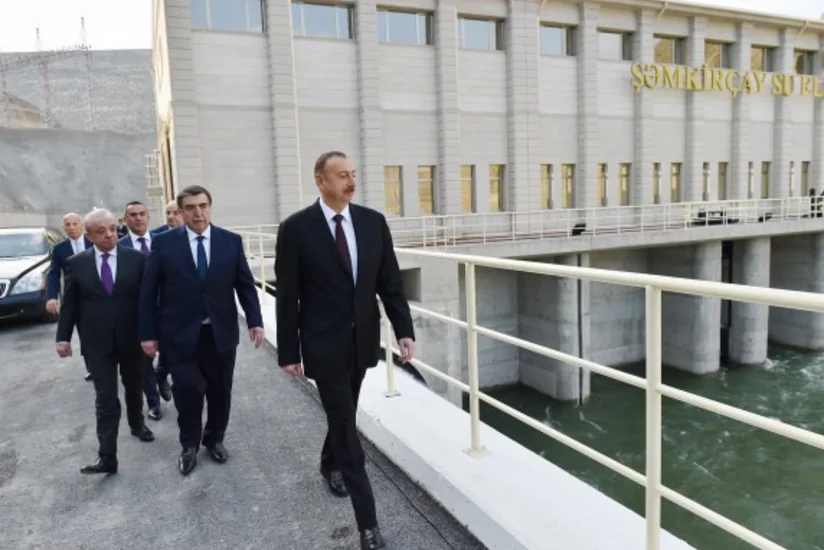 Президент Азербайджана принял участие в церемонии открытия Шамкирчайского водохранилища