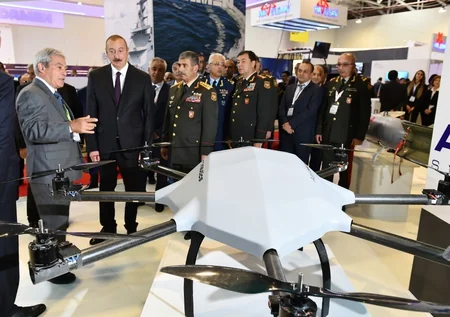 President Ilham Aliyev views 3rd Azerbaijan International Defense Exhibition ADEX 2018