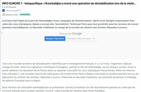 AZƏRTAC Fransa mətbuatında əməkdaşları ilə bağlı yayılan dezinformasiyanı qəti şəkildə pisləyir
