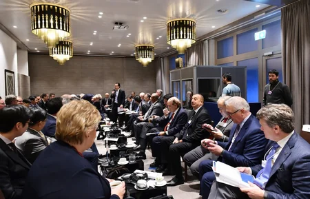 President Ilham Aliyev attends session Oil and Gas Industry Leaders Meeting in Davos