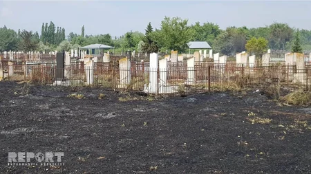 Göyçayda biçilmiş taxıl sahəsi yanıb - FOTO