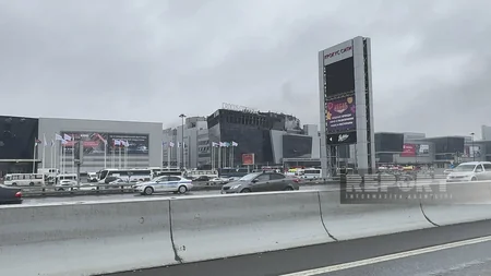 Latest visuals from Crocus City Hall following terrorist attack