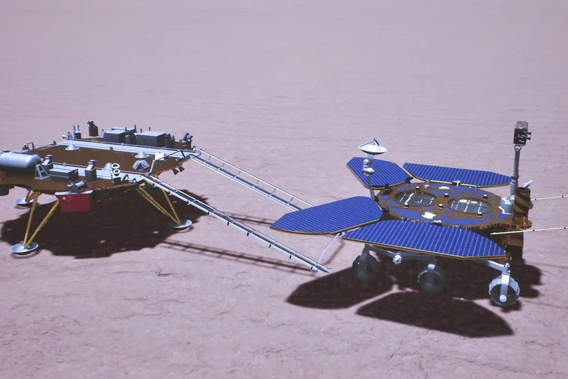 Китайский марсоход Чжужун проехал по поверхности Марса уже более 800 метров