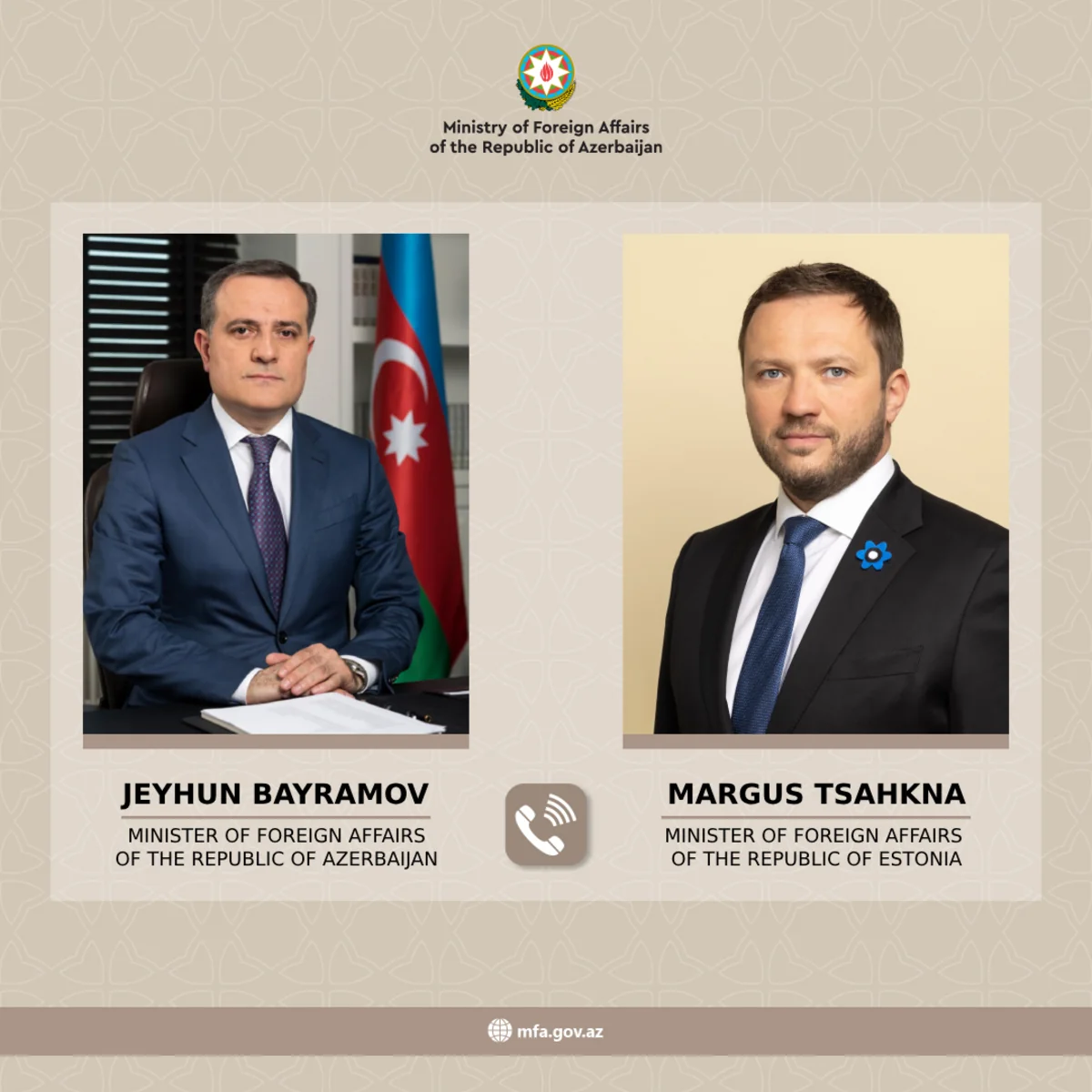 Ceyhun Bayramov estoniyalı həmkarına Azərbaycan-Ermənistan normallaşma prosesindən danışıb