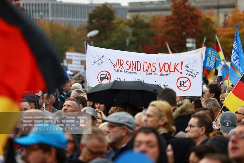 Almaniyada Rusiyaya qarşı sanksiyalar əleyhinə aksiya keçirilib