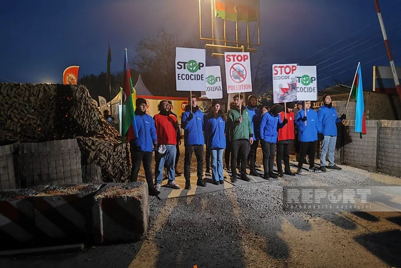 Акция протеста на дороге Ханкенди-Лачын продолжается и в ночные часы