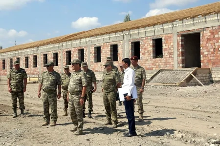 Azerbaijan Defense Minister visited several military units being under construction in the frontline zone -  VIDEO