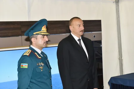 President Ilham Aliyev views newly built Tufan type border guard ship