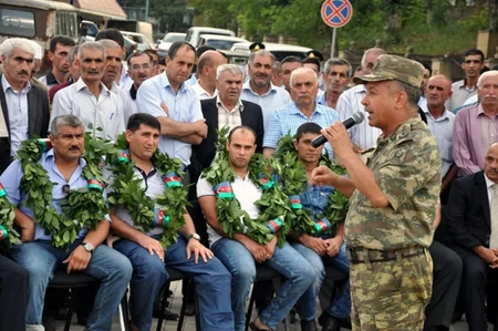 Lerikdə aprel döyüşlərində iştirak edənlərin bir qrupu ilə görüş keçirilib