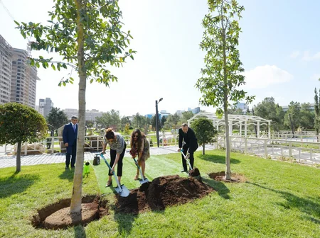 Azərbaycan Prezidenti Xətai rayonunda yeni yaradılan park kompleksinin açılışında iştirak edib