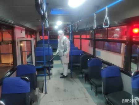 Bakı kəndlərinə işləyən avtobuslar dezinfeksiya olunur - FOTO - VİDEO