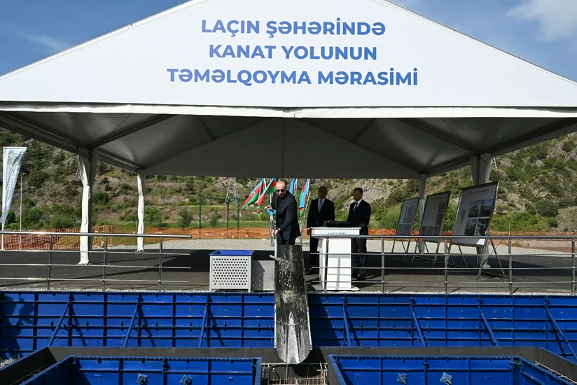 President Ilham Aliyev lays foundation stone for Lachin cable car line