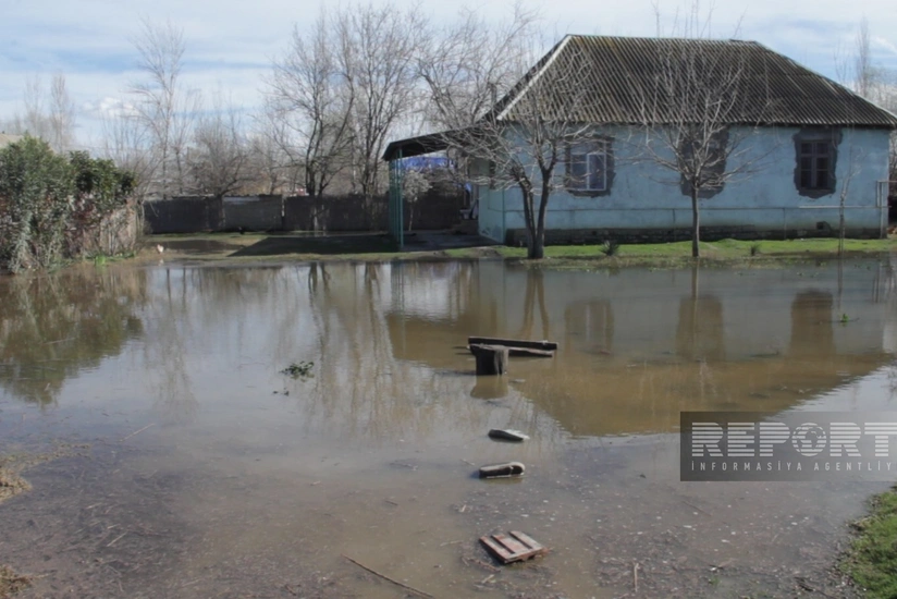 В Зардабе после ливней грунтовые воды затопили приусадебные участки