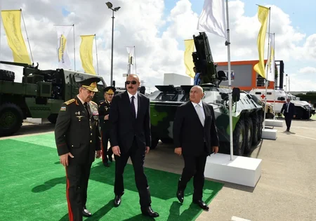 President Ilham Aliyev views 3rd Azerbaijan International Defense Exhibition ADEX 2018