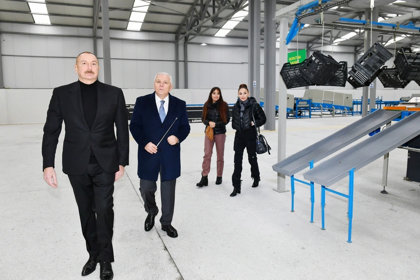 Ilham Aliyev views conditions created at dried fruit production enterprise in Orta Zayzid village