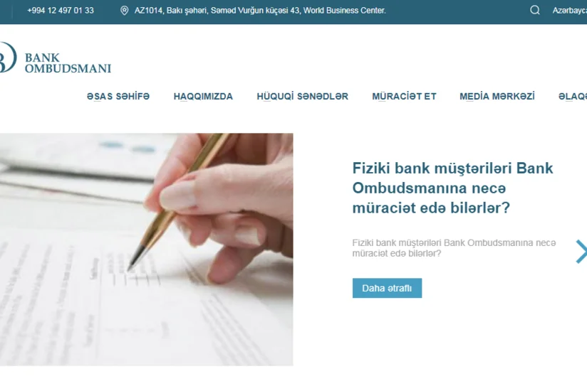 Bank Ombudsmanının saytı fəaliyyətə başlayıb
