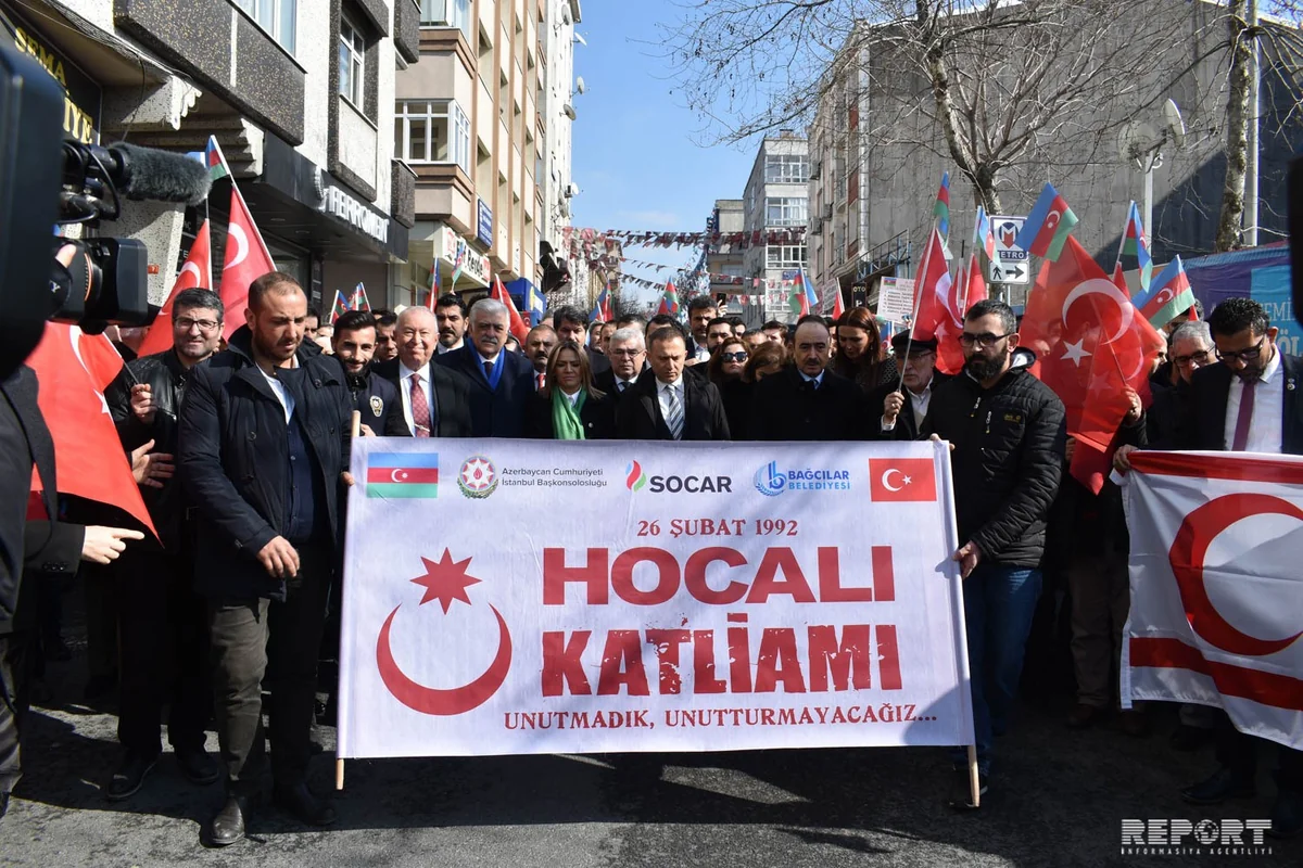 İstanbulda Xocalı soyqırımı ilə əlaqədar yürüş keçirilib - VİDEO - YENİLƏNİB
