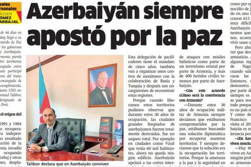 Ermənistanın Azərbaycana qarşı təcavüzünün tarixi Peru mətbuatında
