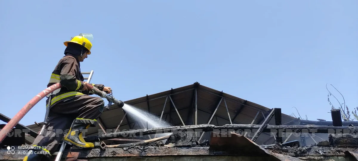 Qaxda avtomobil təmiri sexində yanğın olub - VİDEO