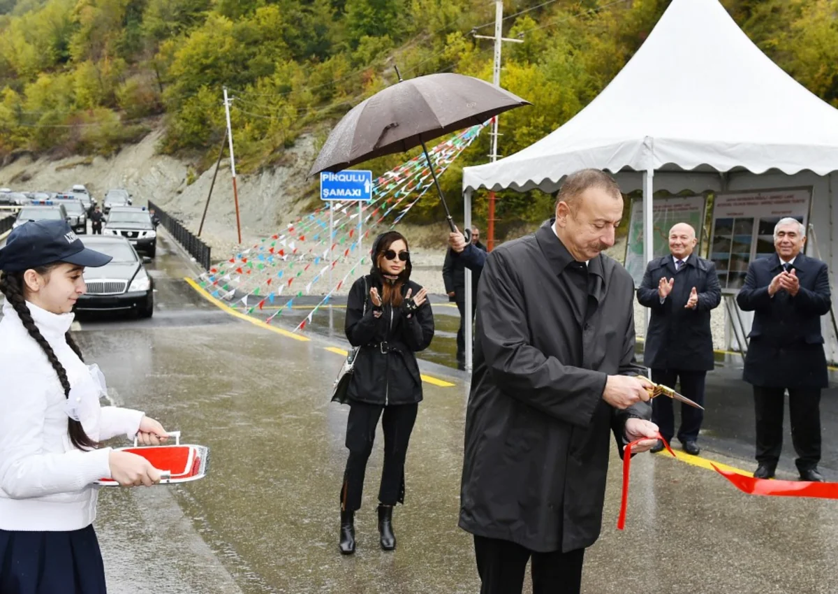 President Ilham Aliyev opens Pirgulu-Damirchi highway in Shamakhi
