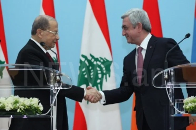 Livan prezidenti Ermənistanda rəsmi səfərdədir