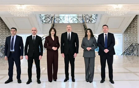 President of Azerbaijan Ilham Aliyev interviewed by local TV channels