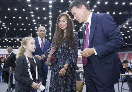 Leyla Əliyeva Bakı Şahmat Olimpiadasının VIII turunun oyunlarını izləyib