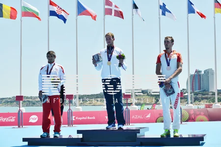 Prince of Monaco, Prince Albert II awards Azerbaijani triathlon athlete at the I European Games