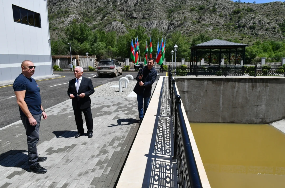 Ilham Aliyev views construction progress at Sarigishlag hydroelectric power station owned by Azerenergy in Zangilan