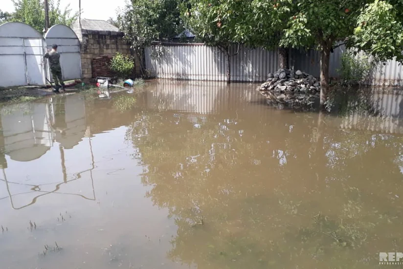 Ağstafada sel suları və dolu fəsadlar törədib