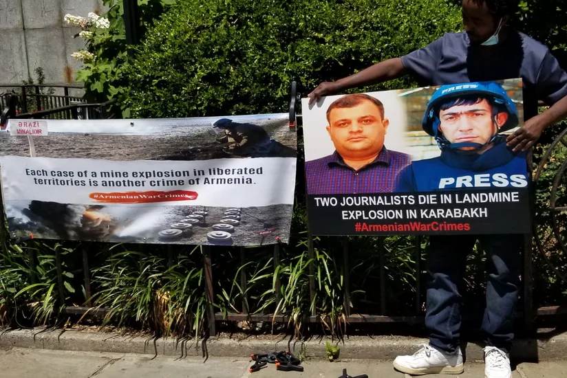 BMT-nin qarşısında azərbaycanlı jurnalistlər yad edilib