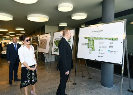 President Ilham Aliyev attends opening of garden outside Tazapir mosque and Central Park built along Fuzuli street