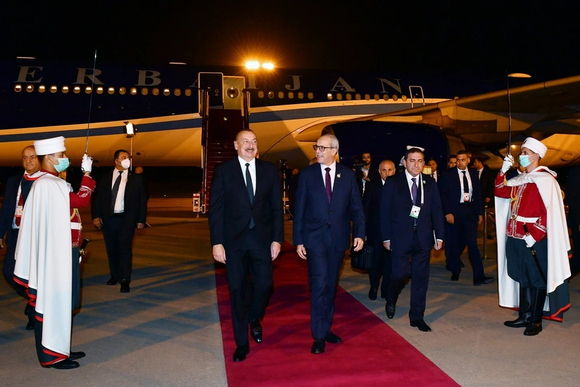 President of Azerbaijan Ilham Aliyev arrives in Algeria